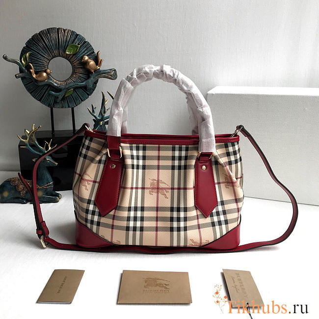 Modishbags Original Check Tote Handbag In Red - 1