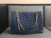 Modishbags Original Lambskin Spike Tote Bag In Blue - 6