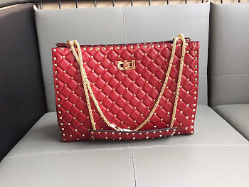 Modishbags Original Lambskin Spike Tote Bag In Red