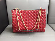 Modishbags Original Lambskin Spike Tote Bag In Red - 3