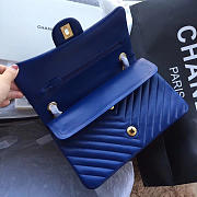 Modishbags Flap Blue Bag Chevron Caiar 25CM With Gold Hardware - 6