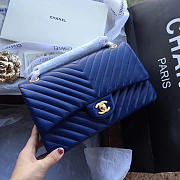 Modishbags Flap Blue Bag Chevron Caiar 25CM With Gold Hardware - 1