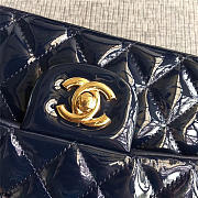Modishbags Jumbo Cowskin Flap Blue Bag With Gold Hardware 25cm - 3