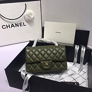 Chanel Flap Bag Lambskin Dark Green With Gold Hardware 20CM - 1