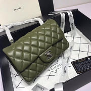 Chanel Flap Bag Lambskin Dark Green With Sliver Hardware 20CM - 2