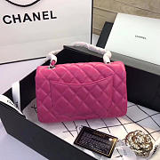 Chanel Flap Bag Lambskin Rose Red With Sliver Hardware 20CM - 6