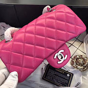 Chanel Flap Bag Lambskin Rose Red With Sliver Hardware 20CM - 2