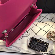 Chanel Flap Bag Lambskin Rose Red With Sliver Hardware 20CM - 3