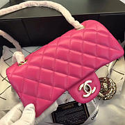 Chanel Flap Bag Lambskin Rose Red With Gold Hardware 20CM - 6