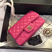 Chanel Flap Bag Lambskin Rose Red With Gold Hardware 20CM - 5