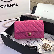 Chanel Flap Bag Lambskin Rose Red With Gold Hardware 20CM - 4