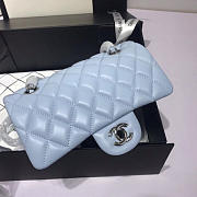 Chanel Flap Bag Lambskin Light Blue With Sliver Hardware 20CM - 6
