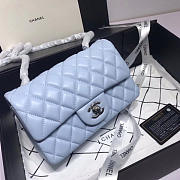 Chanel Flap Bag Lambskin Light Blue With Sliver Hardware 20CM - 2