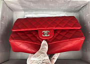 Chanel Flap Bag Lambskin Red With Silver Hardware 25cm - 2