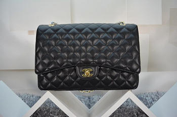 Modishbags Flap Bag Caviar in Black 33cm with Gold Hardware