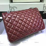 Modishbags Flap Bag Caviar in Maroon Red 33cm with Silver Hardware - 4