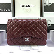 Modishbags Flap Bag Caviar in Maroon Red 33cm with Silver Hardware - 1