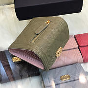 Modishbags Lebay Calfskin Leather Plain Folding Green and Pink Wallets - 3