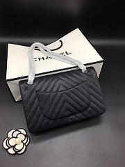 Modishbags Flap Bag Caviar Black Bag 25cm with Silver Hardware - 5