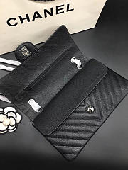 Modishbags Flap Bag Caviar Black Bag 25cm with Silver Hardware - 3