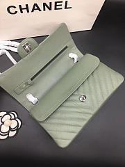 Modishbags Flap Bag Caviar Light Green Bag 25cm with Silver Hardware - 4