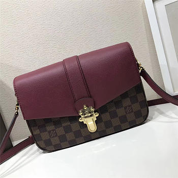 Louis Vuitton Damier Ebene Cuir Taurillon Bag Wine Red