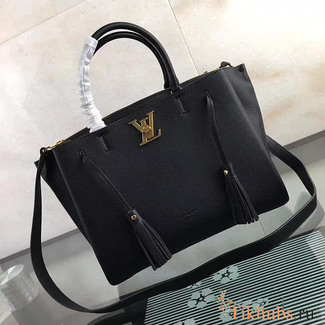 Louis Vuitton Lockmeto Calfskin Handbags Black M54570 - 1