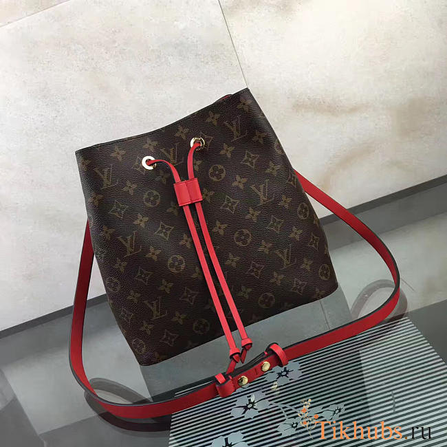 Louis Vuitton Neonoe Monogram Calfskin Bucket Bag Red M44021 - 1