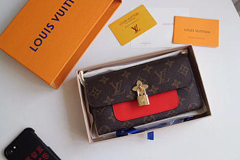 Louis Vuitton Monogram Unisex Long Wallets With Red