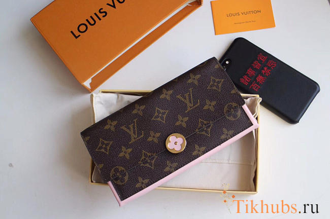 Louis Vuitton Flore Pink Wallet Monogram Small Leather - 1