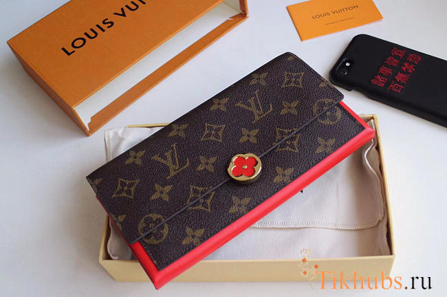 Louis Vuitton Flore Red Wallet Monogram Small Leather - 1