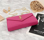 YSL original leather women's shoulder bag in Rose Red 26801 - 5