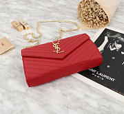 YSL original leather women's shoulder bag in Red 26801 - 4