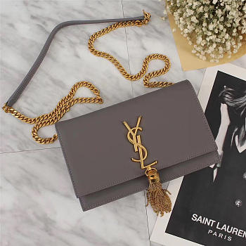 YSL Classic Calfskin Mini Chain Bag in Gray 26817