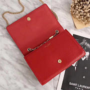 YSL Monogram Leather With Metal Chain Shoulder Bag In Red 26571 - 5