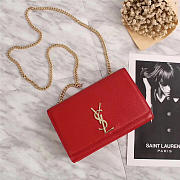 YSL Monogram Leather With Metal Chain Shoulder Bag In Red 26571 - 6