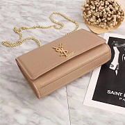 YSL Monogram Leather With Metal Chain Shoulder Bag In Light Pink  - 4