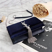 YSL Saint Laurent in Blue Bag with Gold Hardware - 4