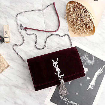 YSL Saint Laurent in Red Bag with Sliver Hardware