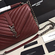 YSL Monogram Saint Laurent College burgundy Medium Bag with Silver  - 3