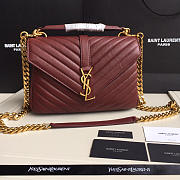 YSL Monogram Saint Laurent College burgundy Medium Bag with Gold  - 1