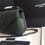 YSL Monogram Saint Laurent College Dark Green Medium Bag with Sliver - 4