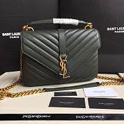 YSL Monogram Saint Laurent College Dark Green Medium Bag with Gold - 3