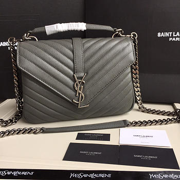 YSL Monogram Saint Laurent College Gray Medium Bag with Silver 