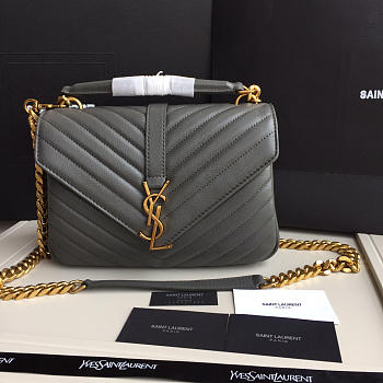 YSL Monogram Saint Laurent College Gray Medium Bag with Gold