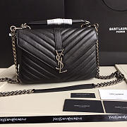 YSL Monogram Saint Laurent College Black Medium Bag with Silver - 1