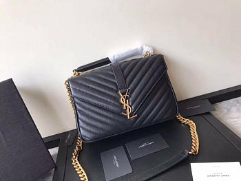 	YSL Monogram Saint Laurent College Black Medium Bag with Gold