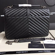 YSL Monogram Saint Laurent College Black Large Bag with Silver Hardware - 4
