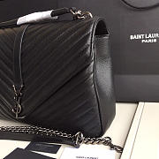 YSL Monogram Saint Laurent College Black Large Bag with Silver Hardware - 3