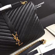 YSL Monogram Saint Laurent College Black Large Bag with Gold Hardware - 5